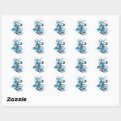 Sticker Rond Graphique de lanterne bleue 1 (Feuille)