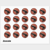 Sticker Rond Graphique de microphone rétro en rouge (Feuille)