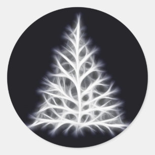 Sticker Rond Graphique de Noël blanc d'arbre