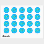Sticker Rond Graphique de tortue marine (Feuille)