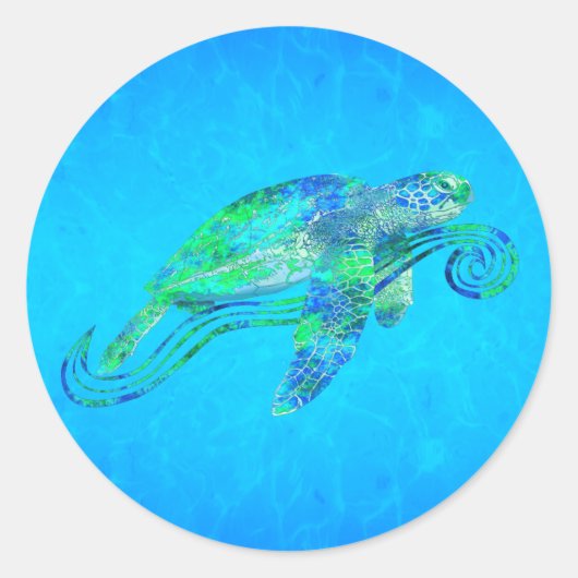 Sticker Rond Graphique de tortue marine (Devant)