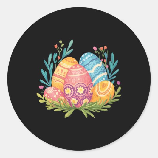 Sticker Rond Graphique des oeufs de Pâques (Devant)