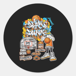 Sticker Rond Graphique d'illustration de style cool de basket-b