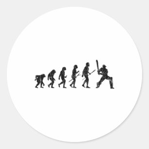 Sticker Rond Graphique drôle d'évolution du cricket pour joueur