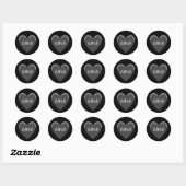 Sticker Rond Graphique en coeur noir et gris Emo (Feuille)