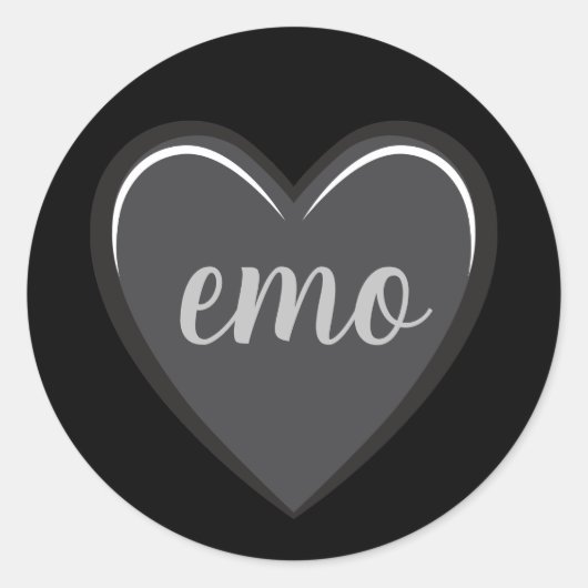 Sticker Rond Graphique en coeur noir et gris Emo (Devant)