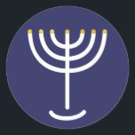 Sticker Rond Graphique en or de la Marine Blanche de Menorah mo<br><div class="desc">Sticker en hébreu Menorah. Marine,  Blanc,  Or. Transférable et personnalisable.</div>