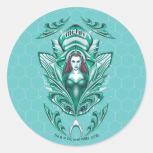 Sticker Rond Graphique fleuri d'Aquaman Mera