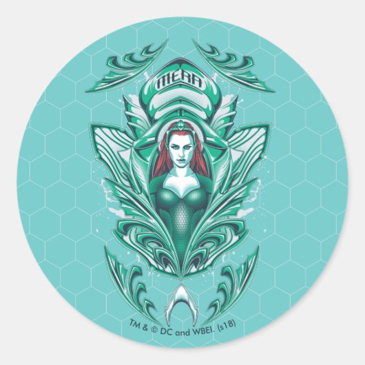 Sticker Rond Graphique fleuri d'Aquaman | Mera (Devant)