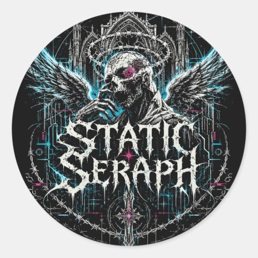 Sticker Rond Graphique gothique cyberpunk statique de Séraphin (Devant)