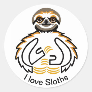 Sticker Rond Graphique J'aime les paresseux - Nature - Faune