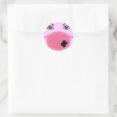 Sticker Rond Graphique Masque Médicale rose (Sac)