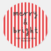 Sticker Rond Graphique moderne minima Noël rouge et blanc (Devant)