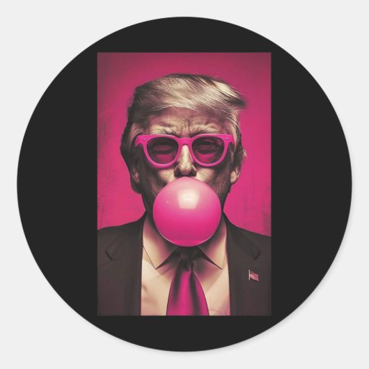 Sticker Rond Graphique rose Bubblegum (Devant)