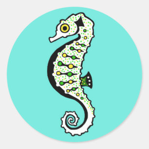 Sticker Rond GRAPHIQUE SEAHORSE - Nature - Bleu d'Aqua