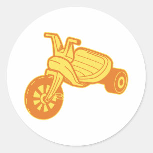 Sticker Rond Graphique Tricycle en Plastique Orange