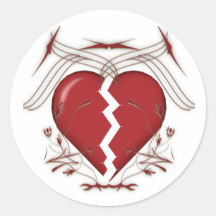 Sticker Rond Graphiques de coeur brisé et tribaux :