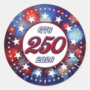 Sticker Rond Graphiques de feux d'artifice pour le 250e anniver
