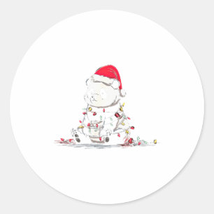 Sticker Rond Graphiques de Noël de Panda Drôle Amateur de Lumiè