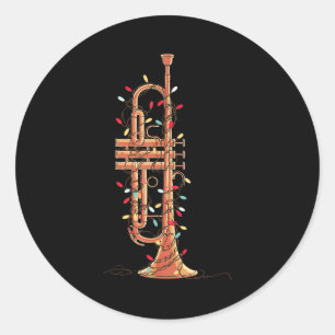 Sticker Rond Graphiques de Noël de Trompette Joueur Amateur de