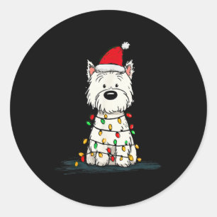 Sticker Rond Graphiques de Noël de West Highland White Terrier
