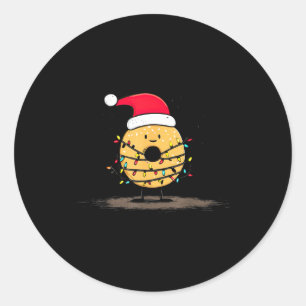 Sticker Rond Graphiques de Noël drôles de bagel pour amateur de