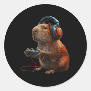 Sticker Rond Graphiques drôles de Capyra de jeux vidéo pour jou
