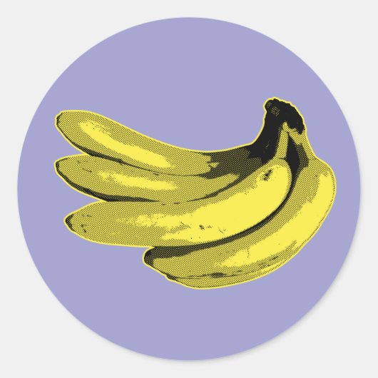 Sticker Rond Graphisme Banane Jaune Pop Art (Devant)