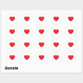 Sticker Rond Graphisme Cœur Rouge Blanc Moderne Simple (Feuille)