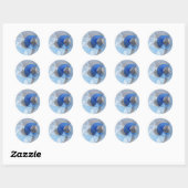 Sticker Rond Graphisme d'art fractal abstrait bleu gris moderne (Feuille)