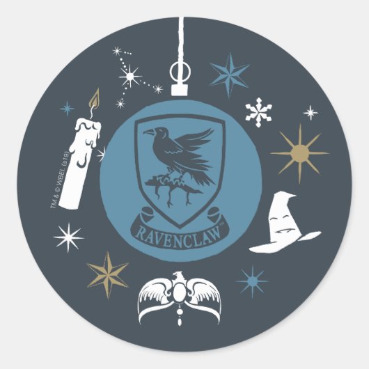 Sticker Rond Graphisme de boule de Noël RAVENCLAW™ (Devant)