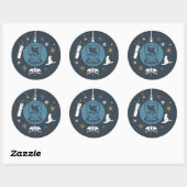 Sticker Rond Graphisme de boule de Noël RAVENCLAW™ (Feuille)
