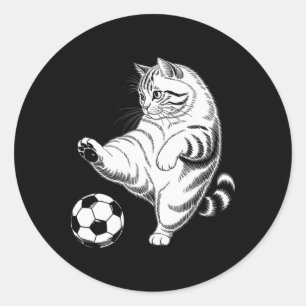 Sticker Rond Graphisme de football de chat drôle Ll