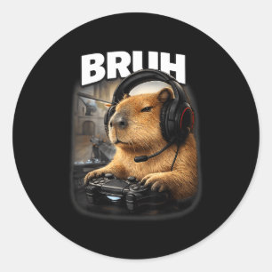 Sticker Rond Graphisme de jeux vidéo drôles pour gamer capybara