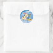 Sticker Rond Graphisme de la vache et du poulet (Sac)