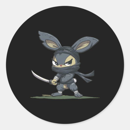 Sticker Rond Graphisme de lapin ninja incroyable pour une avent (Devant)