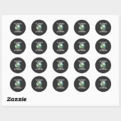Sticker Rond Graphisme de sorcière d'Halloween de dinosaure drô (Feuille)
