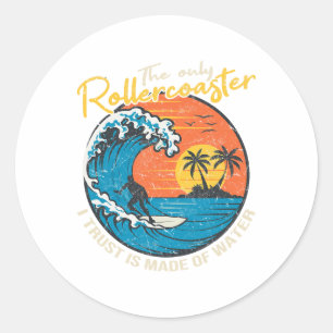 Sticker Rond Graphisme de surf de grande vague pour homme surfe