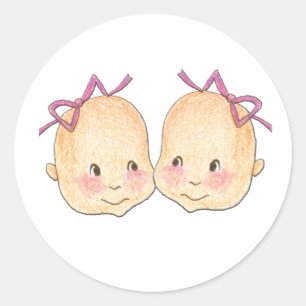 Sticker Rond Graphisme des jumeaux filles
