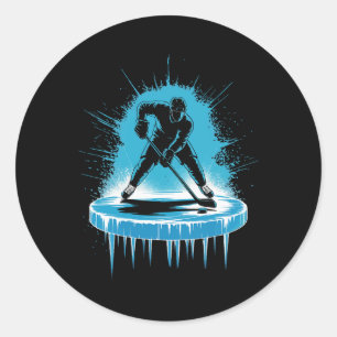 Sticker Rond Graphisme d'illustration de hockey sur glace (1)