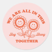 Sticker Rond Graphisme Fleur Joyeux Retro (Devant)