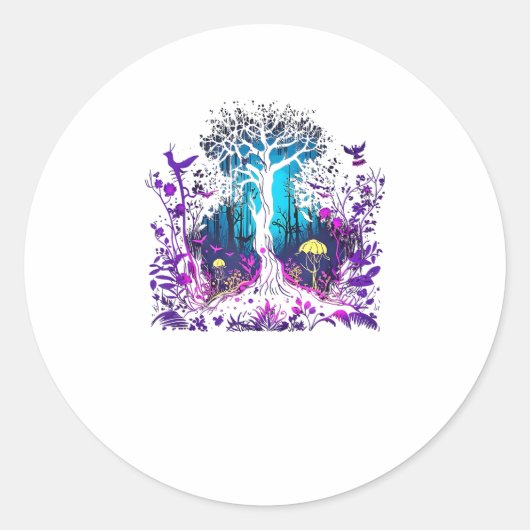 Sticker Rond Graphisme gothique emo fey Goblincore Forestier (Devant)