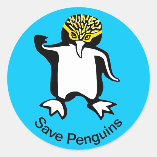 Sticker Rond Graphisme Sauver les PENGUINS - Faune - Bleu (Devant)
