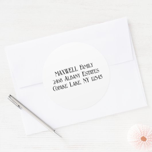 Sticker Rond Gras Black Elegant Typographie Nom (Enveloppe)