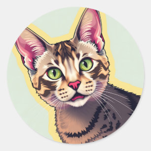 Sticker Rond Gras et coloré Devon Rex Cat Moderne