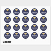 Sticker Rond Gras Faux Gold Foil Coeur Marine Merci bleu (Feuille)