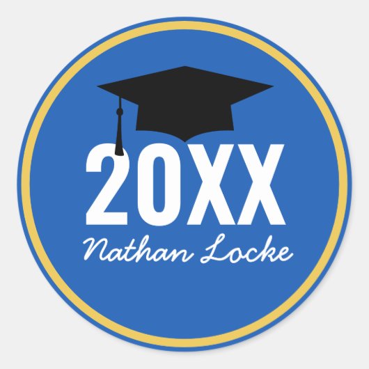 Sticker Rond Gras Grad Royal Blue Graduation (Devant)