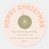 Sticker Rond Gras Moderne Corail Joyeux Enveloppe de Noël (Devant)