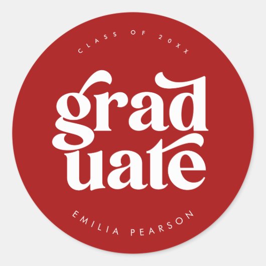 Sticker Rond Gras Moderne Type Red Graduation (Devant)