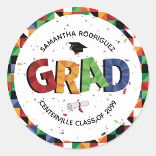Sticker Rond Gras Motif coloré